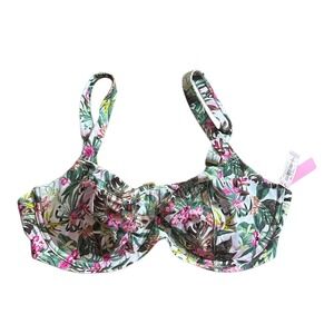 Victoria'sSecret 38DD White Floral Wide Strap Underwired Top Swimwear New